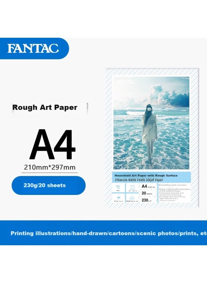 Fantac Rough Surface Ilration Art Paper A4 Hand-painted Photo Paper 230g Color Inkjet Printing Photo Paper 20 Sheets Pack 9895-437 - Image 1