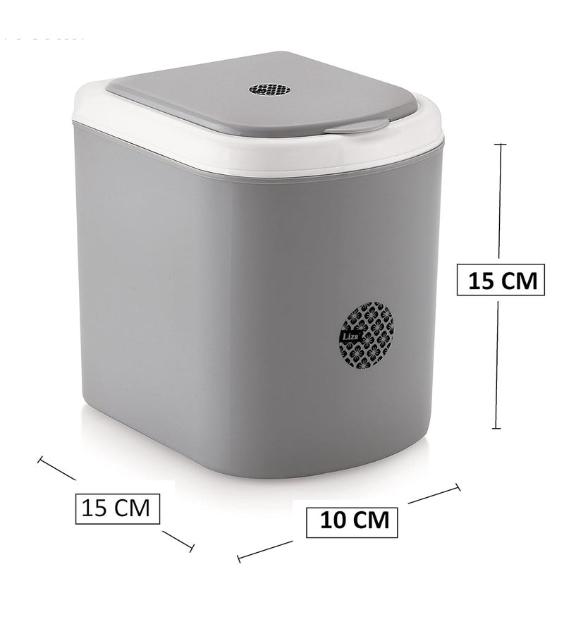 Nabhya مجموعة من 2 قطعة سلة مهملات صغيرة للتخلص من النفايات للسيارة ومكتب العمل والاستخدام المنزلي (رمادي، بني) - Image 4