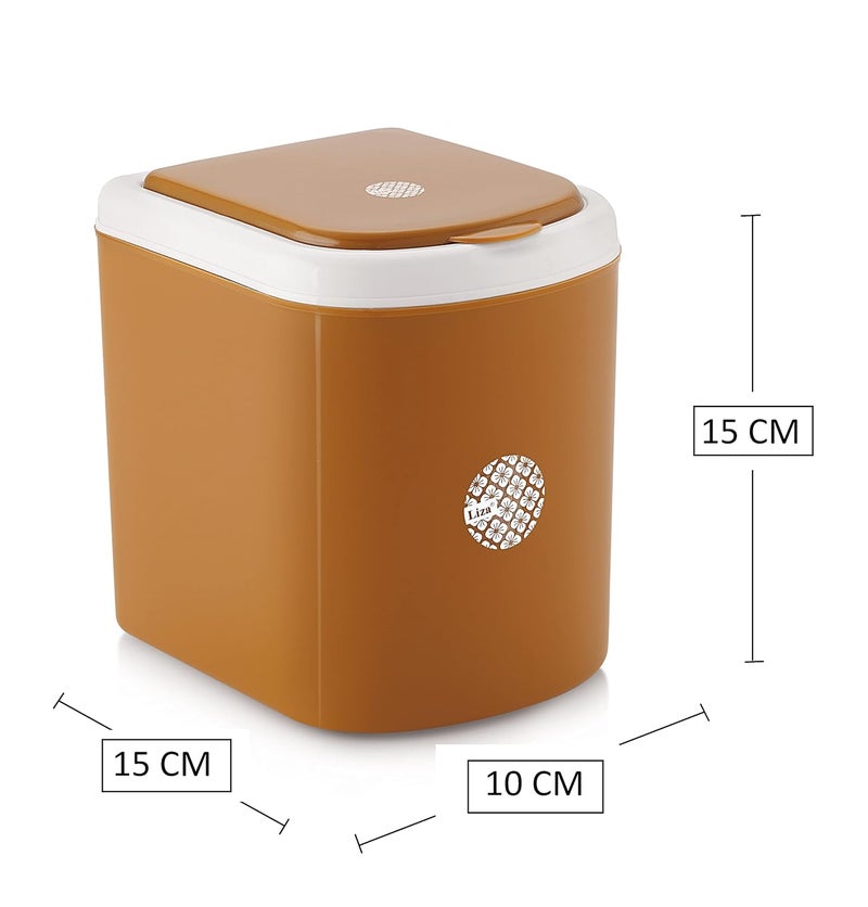 Nabhya مجموعة من 2 قطعة سلة مهملات صغيرة للتخلص من النفايات للسيارة ومكتب العمل والاستخدام المنزلي (رمادي، بني) - Image 5