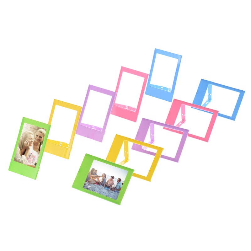 Instax Mini Film Frame: 10-Pack Multicolor Plastic Frame - Collapsible Lightweight Durable Instant Photo Frame for Desk Flat Surface Display - Image 5