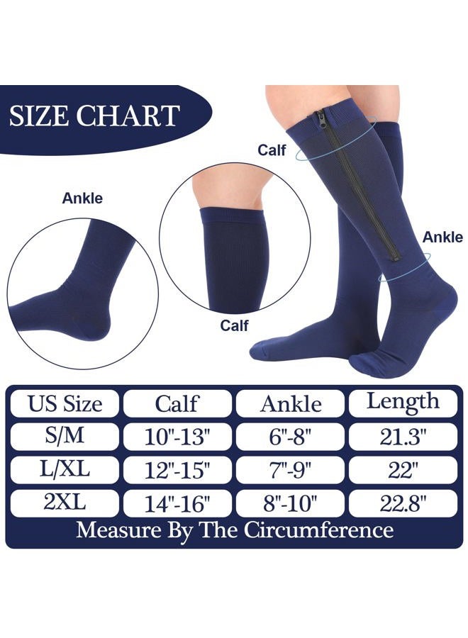 Tarpop 4 Pairs Colorful Zipper Compression Socks Novelty Zipper Compression Stockings for Women Men Swelling Edema Nurse Gift(L/XL) - Image 2