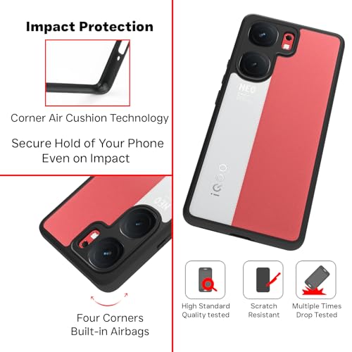 RIGGEAR Shockproof Sleek Hybrid Armor Back Cover Case Compatible with iQOO Neo 9 Pro 5G (Clear PC + Black TPU Bumper) - Image 4
