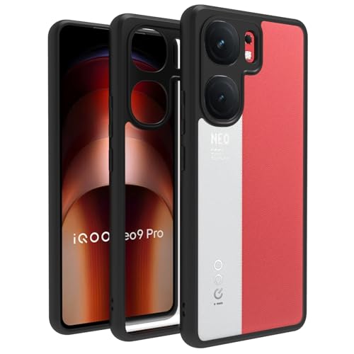 RIGGEAR Shockproof Sleek Hybrid Armor Back Cover Case Compatible with iQOO Neo 9 Pro 5G (Clear PC + Black TPU Bumper) - Image 1