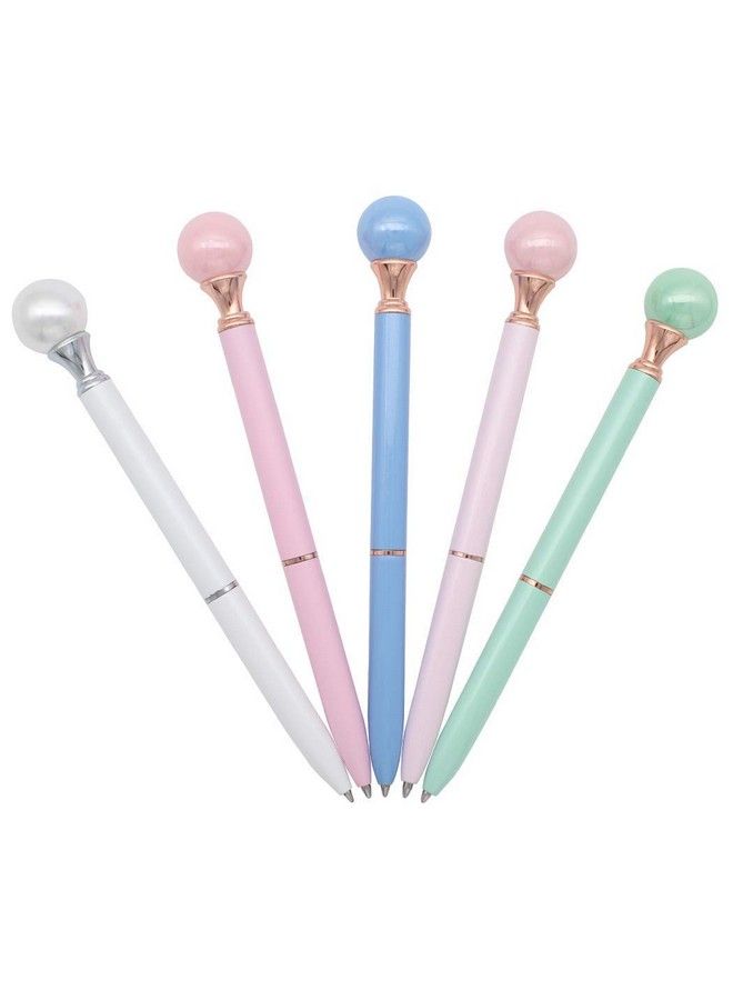 Gullor 5Pcs Pearl Retractable Ballpoint Pen Bling Metal Ballpoint Pens Multicolor A - Image 5