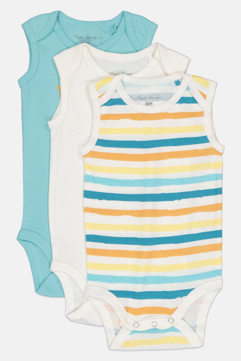 English Laundry Toddlers Boy 3 Pack Sleeveless Graphic Print Bodysuits, Multicolor - Image 1