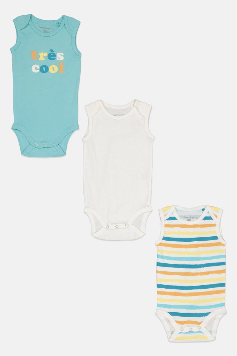 English Laundry Toddlers Boy 3 Pack Sleeveless Graphic Print Bodysuits, Multicolor - Image 2
