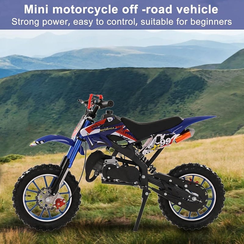 YOXIER 50cc Kids Dirt Bike,2-Stroke Gas Dirt Bike, Dirt Bike for Kids 8-14,Gas Power Pocket Rocket Bike,Gas Motorcycle with Front Rear Disc Brakes, Off Road Mini Motorcycle Max Load 330Lbs Blue - Image 4
