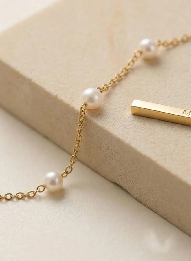 تايك تو Gold Tone Anklet with Pearls