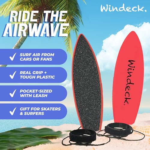 Windeck Finger Surfboard – Red Shred Mini Finger Board Surf Toy for Kids & Skaters | Hand Surfboard with Grip Tape & Leash | Ride Wind from Car Window or Imagination | Fun Travel Gift for Surf Fans - Image 4