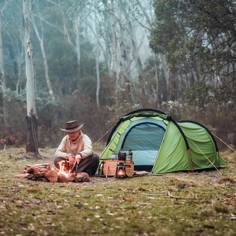Night Cat Ultralight Tunnel Tent: Waterproof Lightweight Single People Backpacking Tent for Outdoor Camping Hiking Trekking with Double Layers Aluminum Poles and Footprint 1 Person Green - Image 5