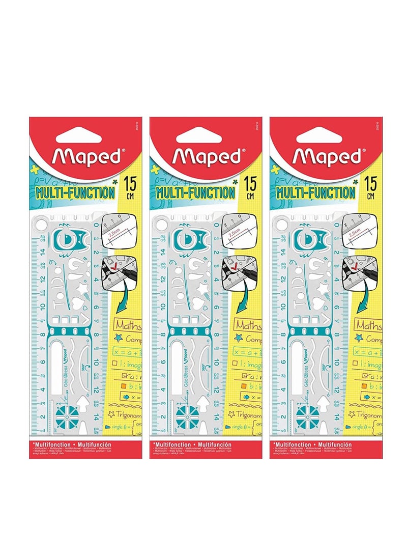 Maped 3-Piece Geonote Multi-Function Ruler 15cm Length  - Image 1