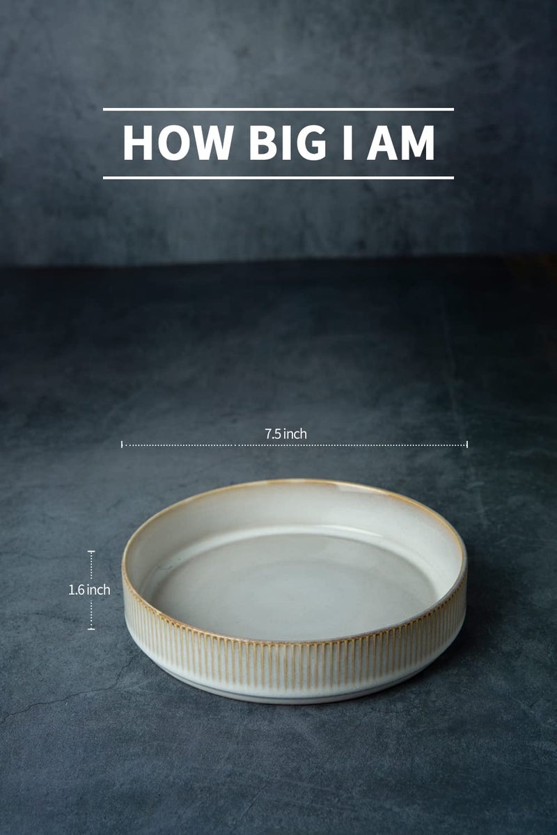 famiware Star 7.5" Pasta Bowls Set, Salad Bowl Set of 4, Double Reactive Glaze, Stackable, Ideal for Your Friend for Housewarming, Festivals, Cappuccino White - Image 4