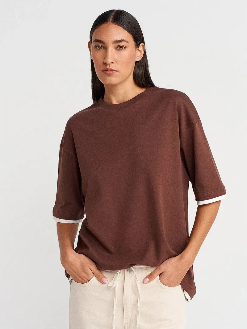 Dilvin DILVIN Oversized Cotton Crew Neck T-Shirt