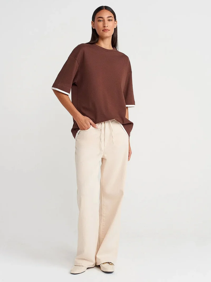 Dilvin DILVIN Oversized Cotton Crew Neck T-Shirt