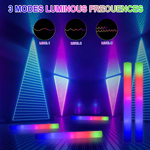LifBetter Glow Sticks Bulk - 20Pcs LED Foam Sticks Glow Batons with Three Modes Party Flashing Light DJ Wands,for Festivals,Parties, Raves,Concert,Halloween - Image 3