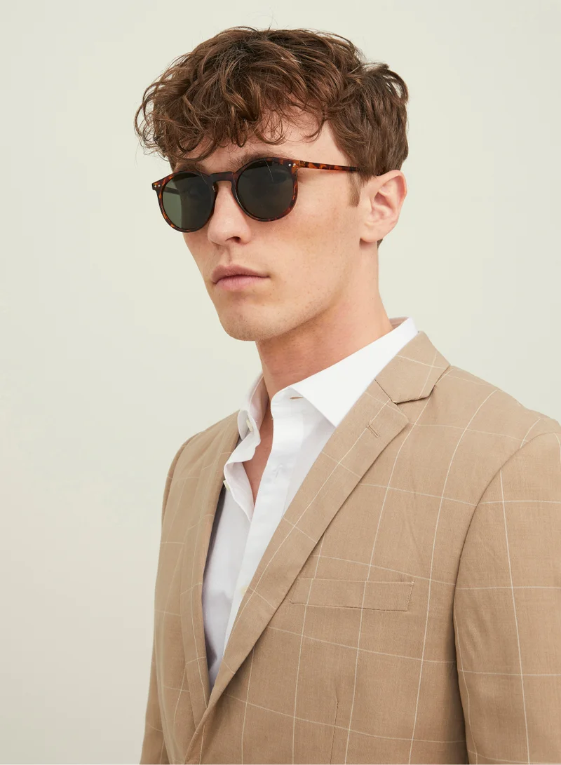جاك اند جونز Tortoise Shell Round Sunglasses