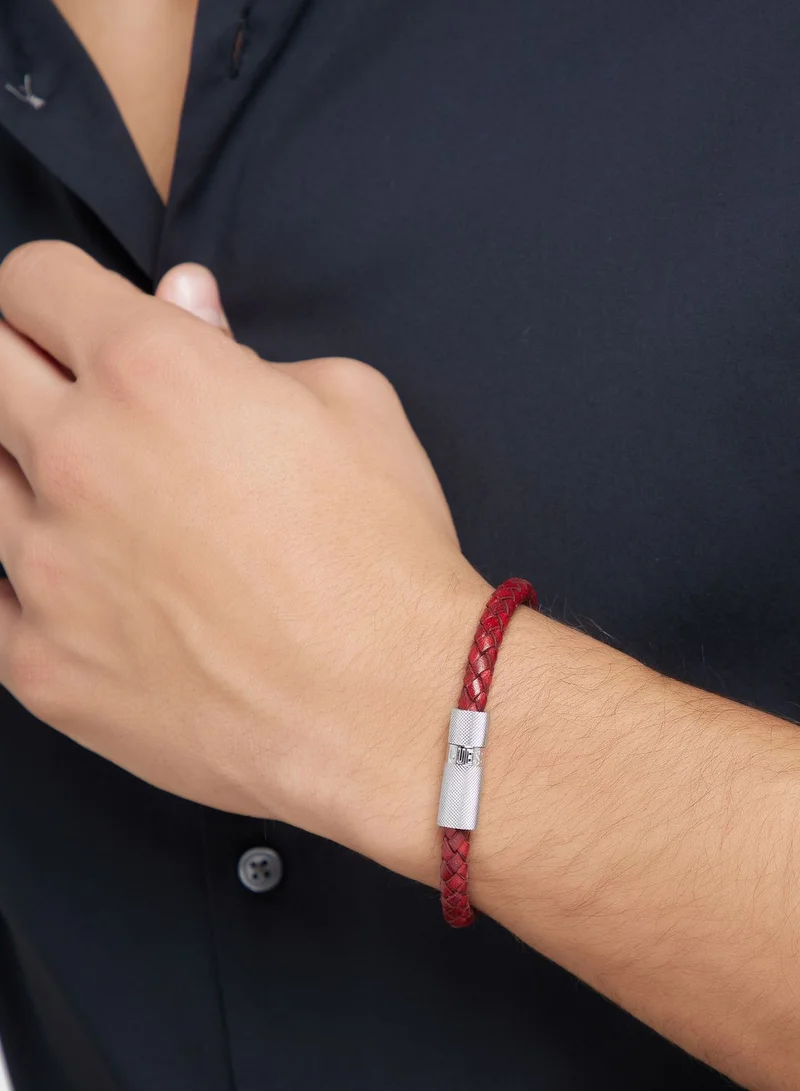 GUESS Casual Leather Round Screw Jack Bracelet