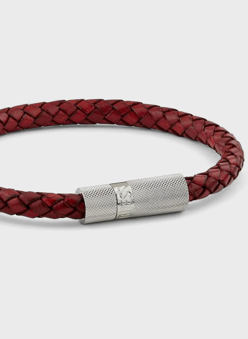 GUESS Casual Leather Round Screw Jack Bracelet