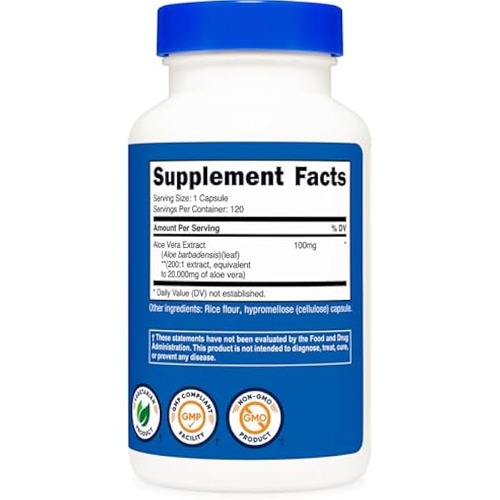 Nutricost Aloe Vera Extract 120 Capsules for 120 Servings Per Bottle - Gluten Free and GMO Free, Vegetarian Friendly - Image 5