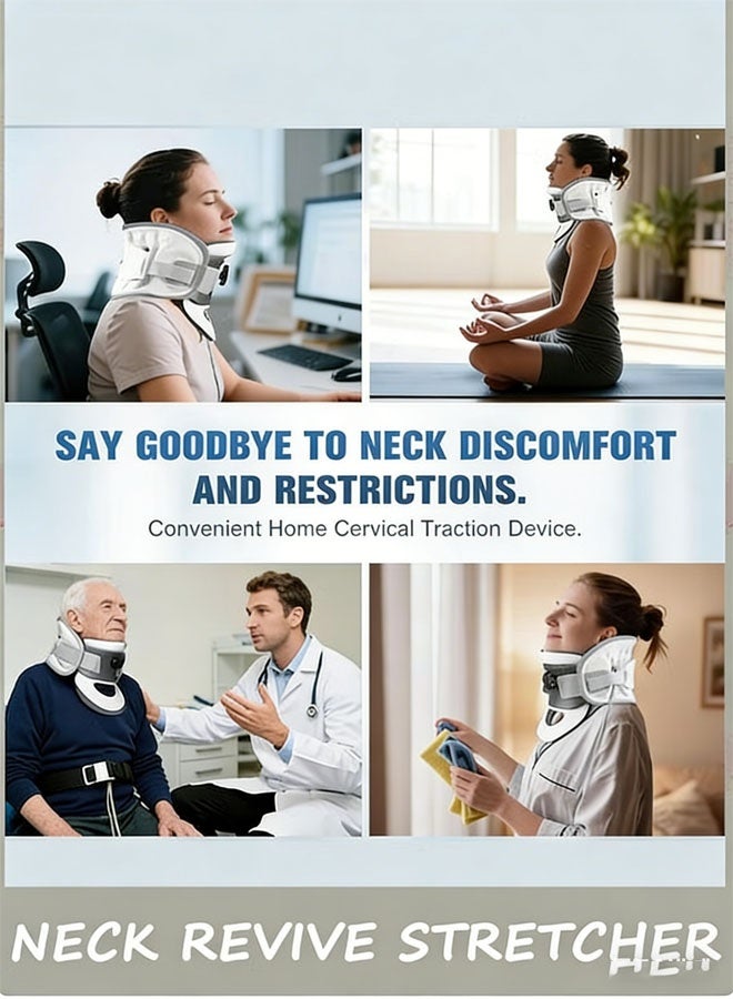 كيلا جهاز شد الرقبة العنقية، جهاز شد الرقبة ”Neck Revive“، دعامة منحنية بزاوية 20 درجة قابلة للإزالة، شد ديناميكي ثلاثي الأبعاد ودعم بـ 8 وسائد هوائية، طوق دعامة عنقية لتقويم العمود الفقري والاسترخاء - Image 4