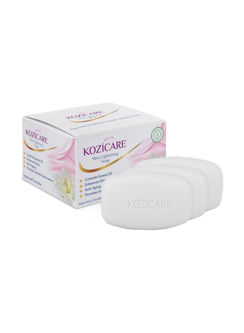 KOZICARE Skin Lightening Soap With Kojic Acid, Glutathione & Arbutin 75G Pack Of 3 - Image 1