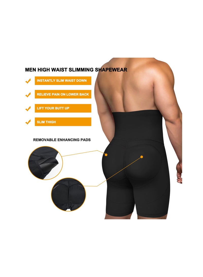 SOLARAE Men's High Waist Tummy Control Shorts, Slimming Body Shaper Boxer Briefs, Seamless Anti-Curling Girdle Underwear, XL Size Shapewear for a Sleek Silhouette. - Image 1