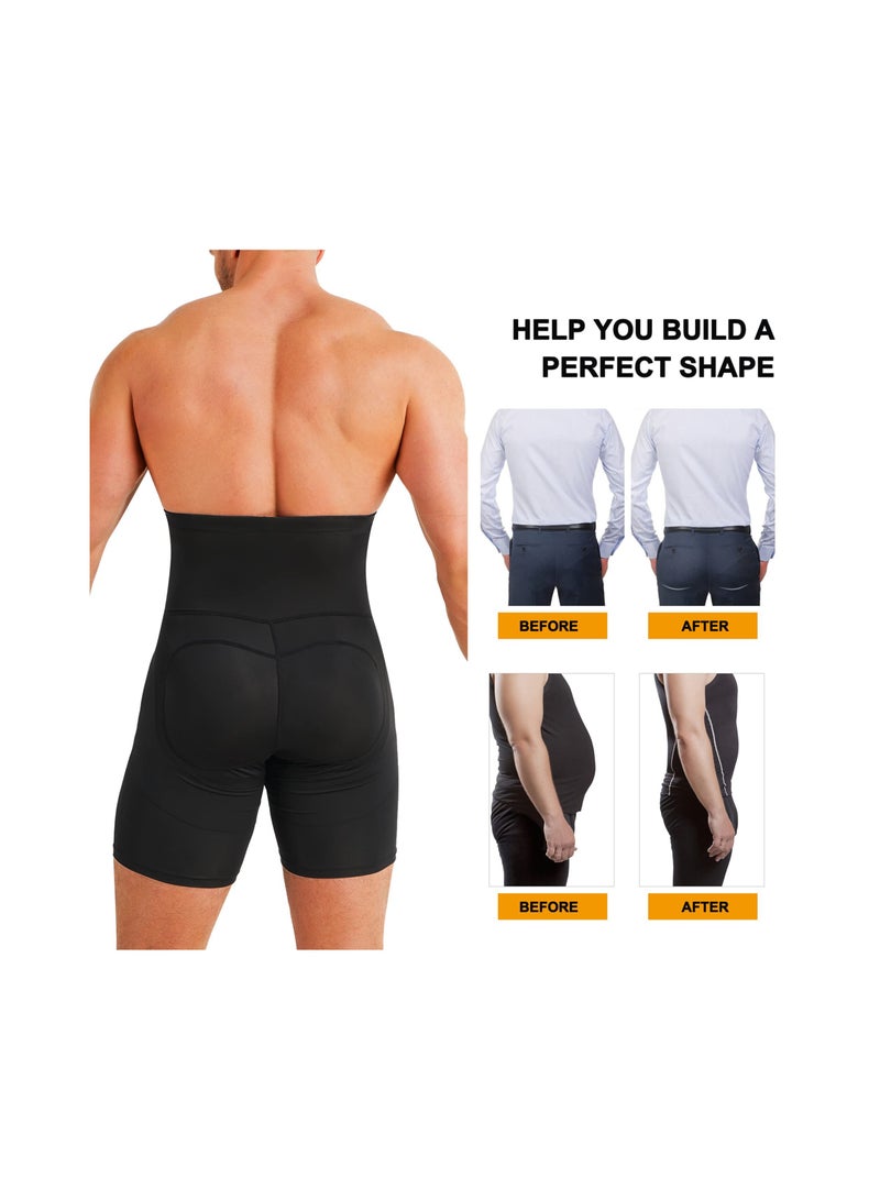 SOLARAE Men's High Waist Tummy Control Shorts, Slimming Body Shaper Boxer Briefs, Seamless Anti-Curling Girdle Underwear, XL Size Shapewear for a Sleek Silhouette. - Image 3