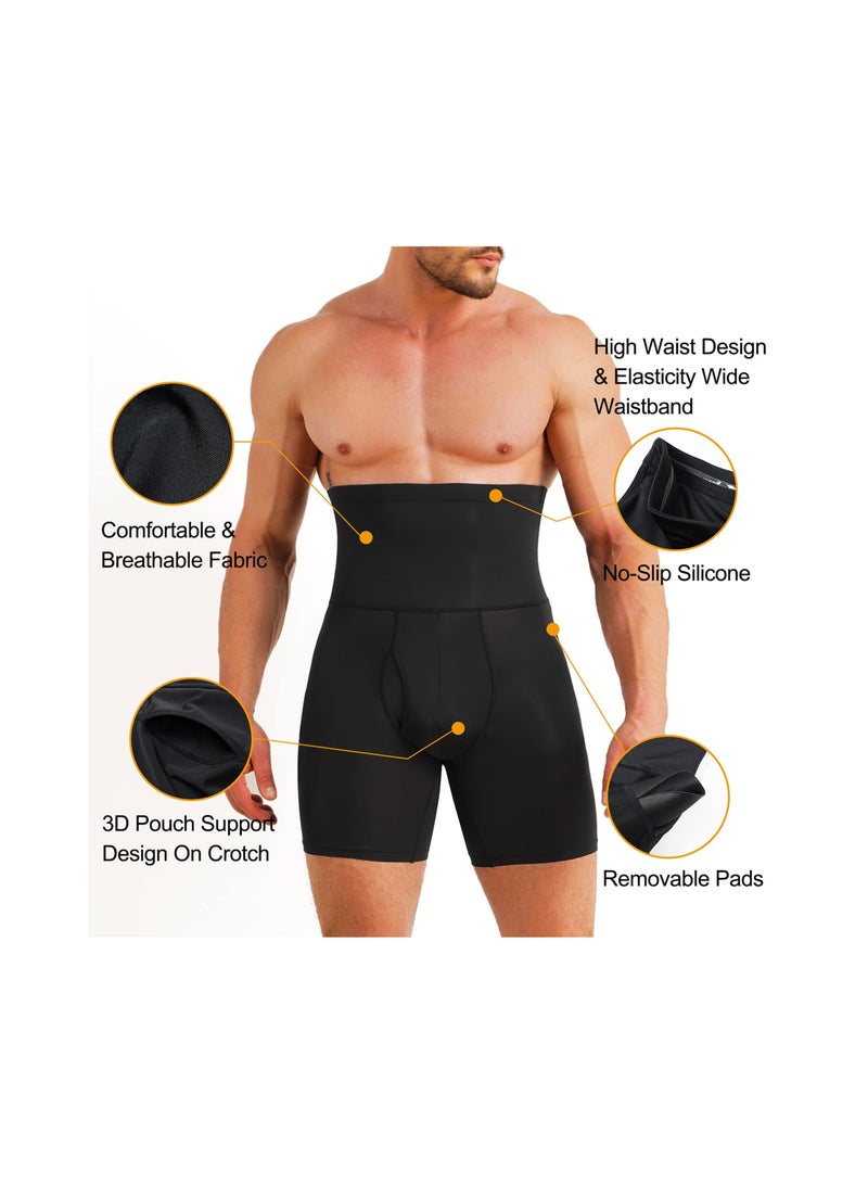 SOLARAE Men's High Waist Tummy Control Shorts, Slimming Body Shaper Boxer Briefs, Seamless Anti-Curling Girdle Underwear, XL Size Shapewear for a Sleek Silhouette. - Image 4