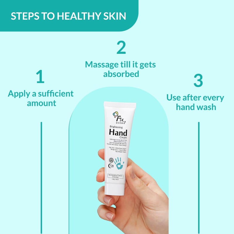 FIXDERMA كريم اليدين المشرق من فيكسرما للنساء والرجال مرطب يدين كريم حمض كوجيك كريم لليدين الجافة والخشنة كريم لليدين الحكة كريم يدين مع SPF 50 لجميع أنواع البشرة 30 جرام - Image 5