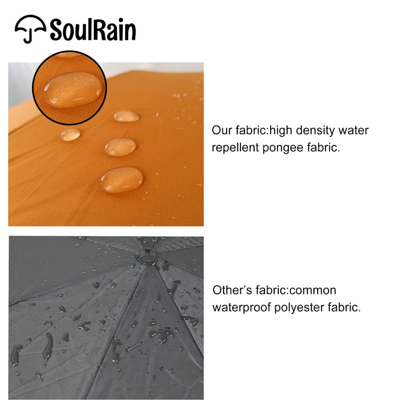SoulRain 16 Ribs 48" Stick Umbrella Auto Open Solid Color Fashionable and Simpleï¼ŒArc Classic Wood Handleï¼ŒWindproof Unbreakable Stick Rain Umbrella (Orange)â€¦ - Image 5