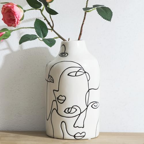 Kimdio Ceramic Vase for Home Decor, Abstract Irregular Design Flower Vase, Living Room Decor Minimalist Decorative Vases for Pampas Grass - Image 1