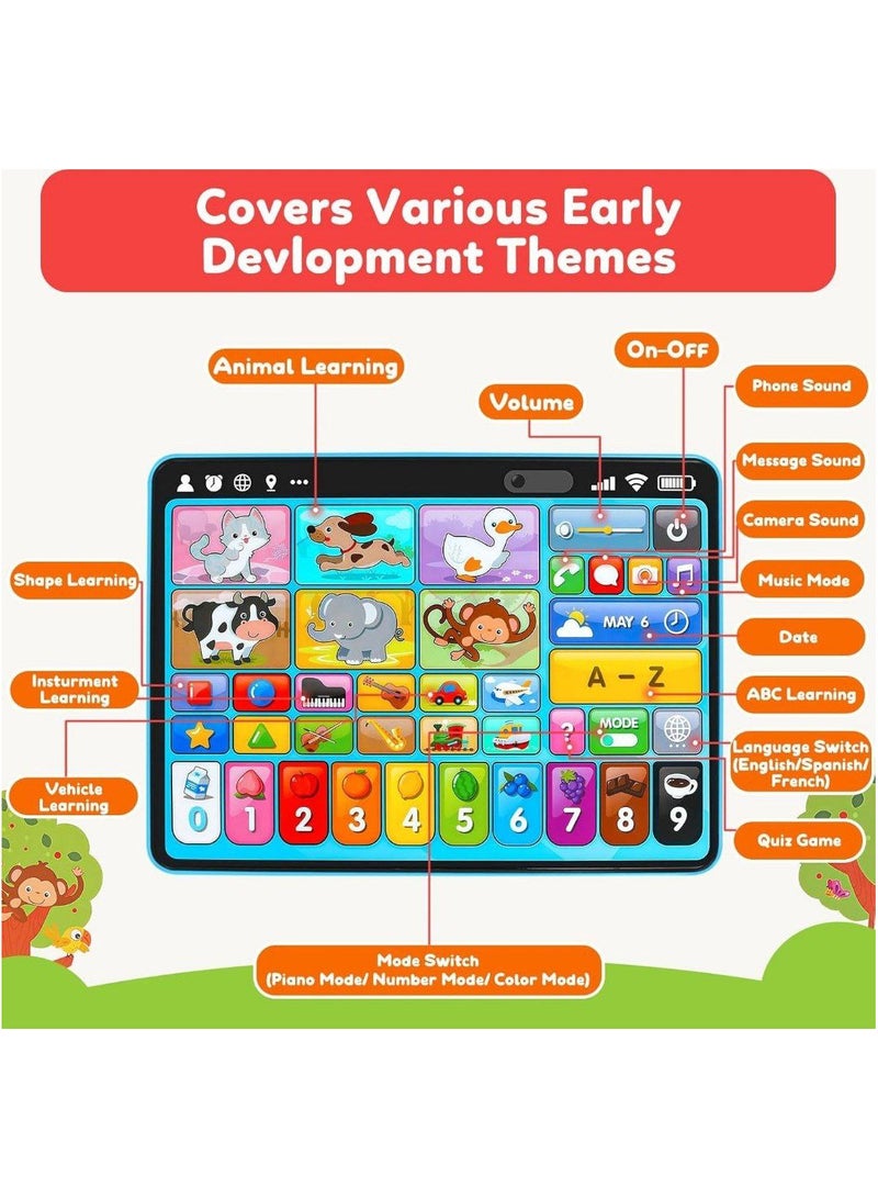 Educational Tablet for Toddlers 1-3 Years Old, Trilingual Learning Toys with Music and Sound, Montessori Speech Therapy Toys for 1 Year Olds, Musical Toys for 12-18 Months, STEM Toys for Toddlers 1-2 Years Old, Gifts for 2-3 Year Olds - Image 4