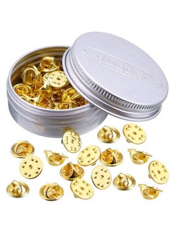 Brass Clutch Badge Insignia Clutches Pin Backs Replacement (Gold, 50 Pieces)