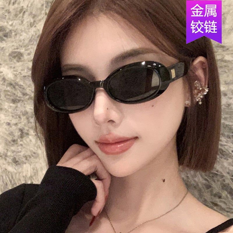 Small Frame Oval Sunglasses 2025 New Korean Sunglasses Little Red Book Fashion Retro All-match Personalized Sunglasses - Image 2