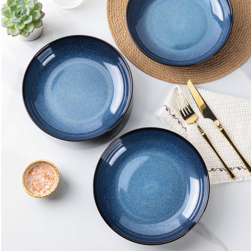 LERATIO Pasta Bowls,Ceramic 38oz Pasta Bowls,9.0" Reactive Glaze Pasta Bowl Set of 4,Microwave & Dishwasher,Oven Safe,Large Wide Serving Bowls for Salad, Dessert,Pizza,Fruit -Blue - Image 3