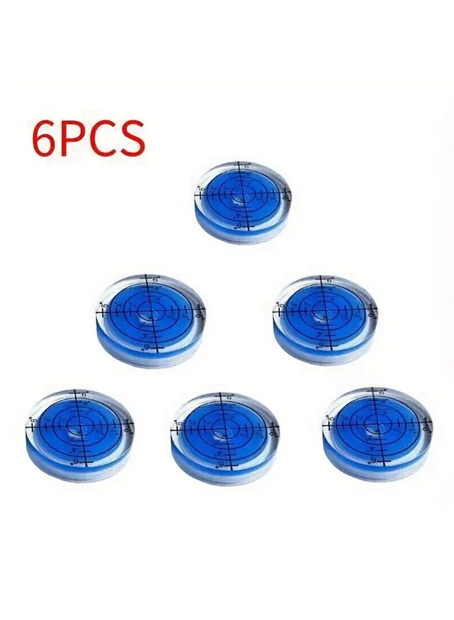6 Blue Acrylic Horizontal Bubble Levels Large Diameter Clear Markings for Construction DIY Leveling Tools - Image 1