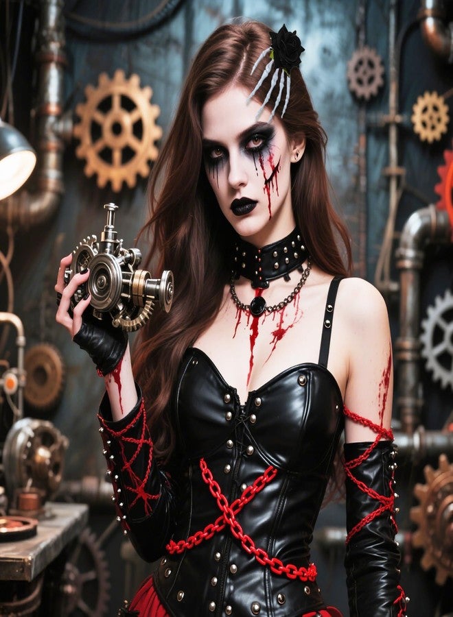 Penta Angel Skeleton Hand Hair Clips with Rose Flower 2Pcs Metal Skull Bones Claw Hairpins Punk Rock Horror Hair Accessories for Women Girls Halloween Christmas Party Costume (Black) - Image 5