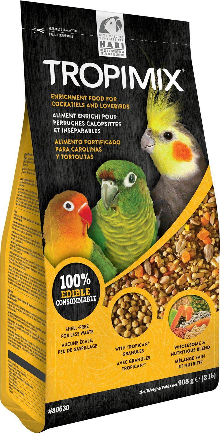Hari Hagen Tropimix Enrichment Food for Cockatiels & Lovebirds, 2 lb. - HARI Parrot Food with Seeds, Fruit, Nuts, Vegetables, Grains, and Legumes - Image 1