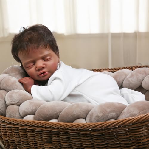 CHAREX Lifelike Reborn Baby Dolls Black 18 inch Realistic Baby Doll Newborn Sleeping Baby African American Real Life Baby Dolls Birthday Gift Set with Accessories for Kids Age 3 - Image 1