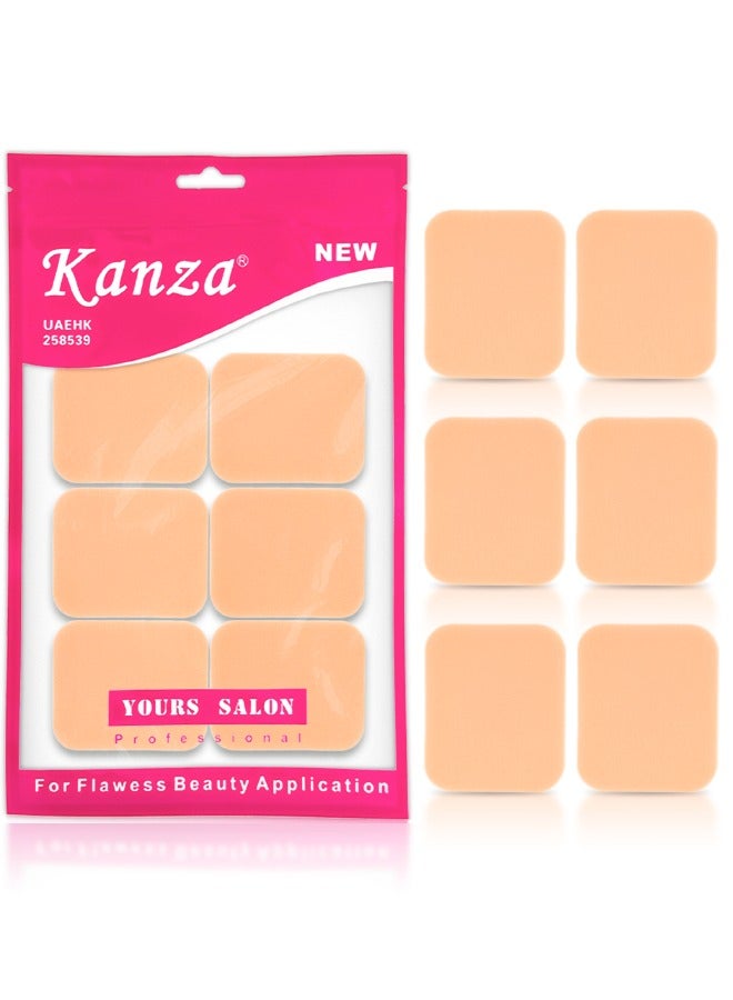 Kanza مجموعة إسفنجات مكياج 6 قطع على شكل مربع بلندر تجميل مستحضرات تجميل بوف للوجه مجموعة بوف من الفيلور لبودرة الوجه ومطبقة بودرة المعادن وأداة مكياج الأساس (بيج) - Image 1