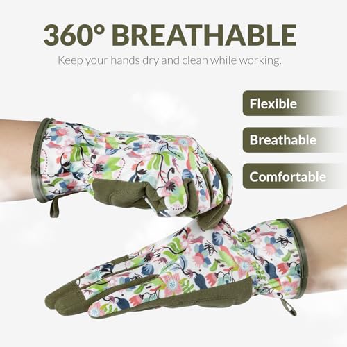 Baidast Gardening Gloves for Women, Breathable Leather Garden Gloves with Grip, Thorn Proof Working Gloves for Digging, Planting, Pruning - Image 2