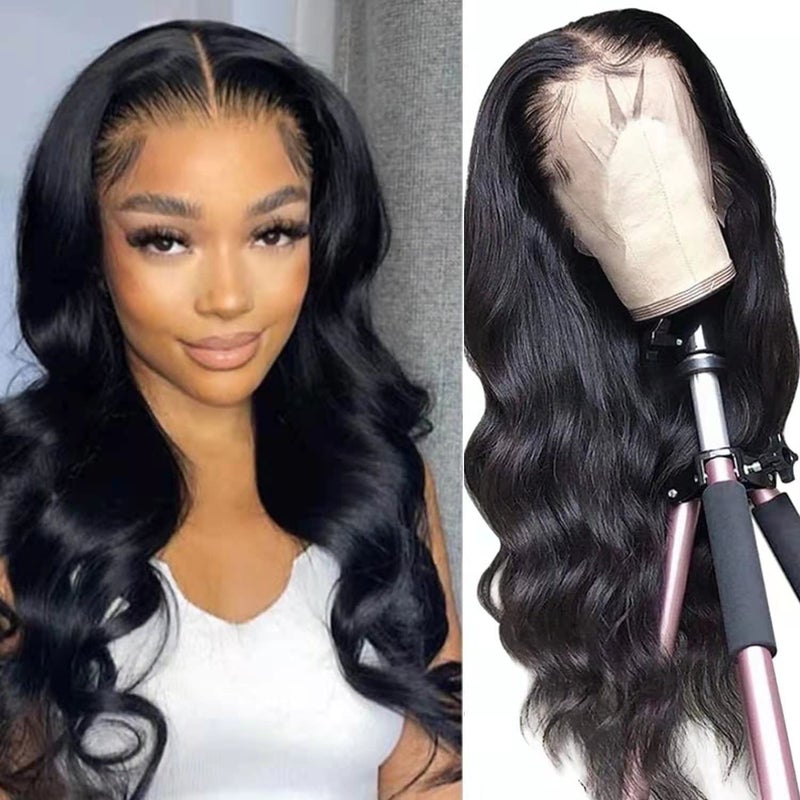 Lace Front Wigs Pre Plucked Body Wave 13x4 HD Transparent Lace Frontal Wigs 150 Denisty Glueless Wigs Natural Color 20 Inch