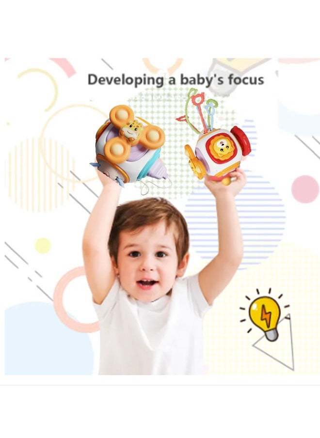 Vinnatsu Activity Cube for Baby Montessori Toys Sensory Pull String Shape Sorter Baby Toys Baby Gift Montessori Sensory Toys for Toddlers 1-3 - Travel Activities Busy Board Cube - Baby Gifts for 6 9 12 18 Months 1 2 One Year Old Infant Boys Girls -  Educational Learning（Yellow）  - Image 4
