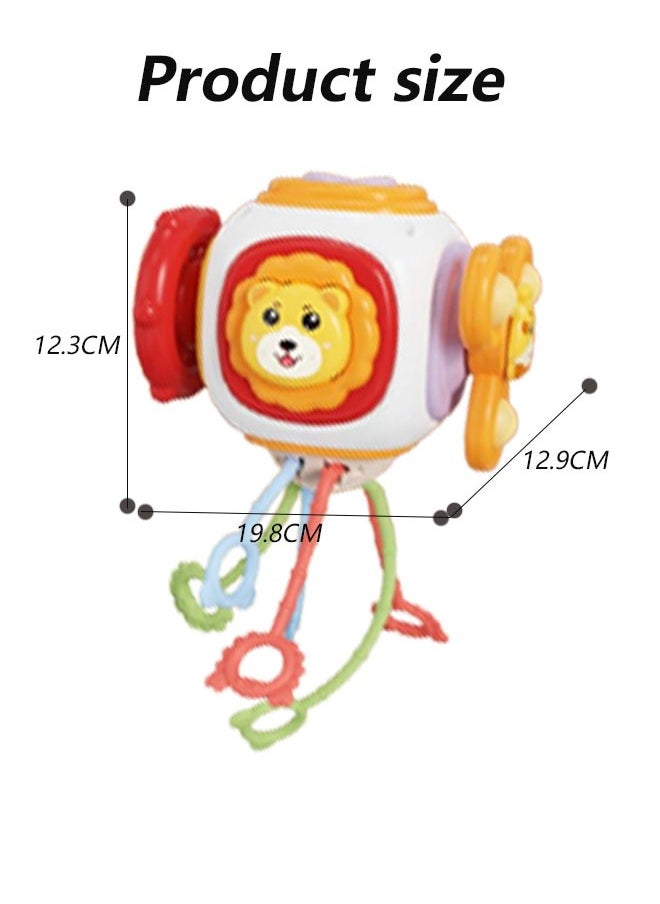 Vinnatsu Activity Cube for Baby Montessori Toys Sensory Pull String Shape Sorter Baby Toys Baby Gift Montessori Sensory Toys for Toddlers 1-3 - Travel Activities Busy Board Cube - Baby Gifts for 6 9 12 18 Months 1 2 One Year Old Infant Boys Girls -  Educational Learning（Yellow）  - Image 2