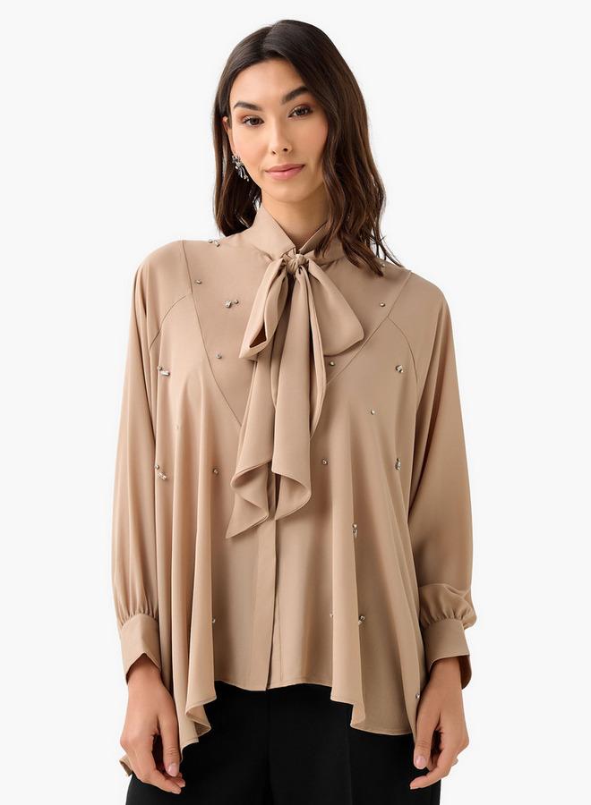 ايكونيك توب أيقوني بقصة مريحة وزخارف حجر الراين - Image 3