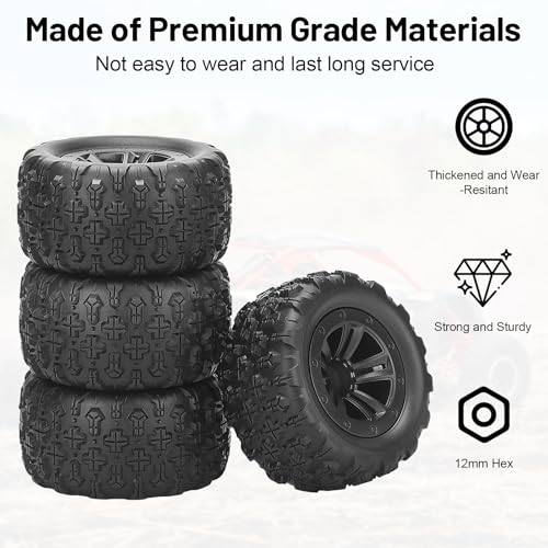 daitoku 12mm Hex Hub RC Wheels and Tires daitoku 116 RC Tires RC Truck Wheel Rims Rubber Tires for 116 OffRoad RC Car 16208 16209 16210 H16BM H16GT H16H - Image 5