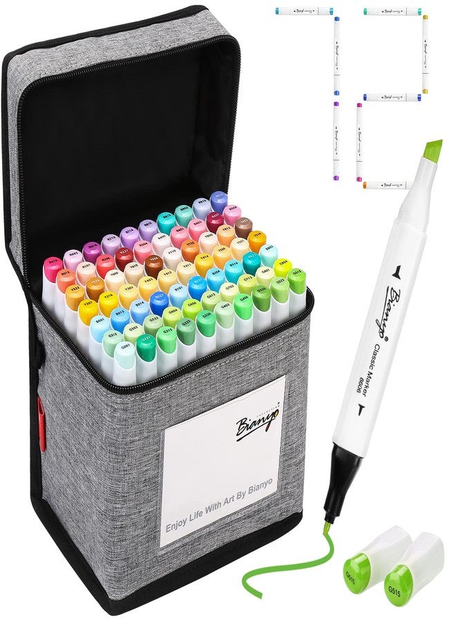 Bianyo 72 Pastel Markers Alcohol Marker Set, Dual Tip Art Markers Set, Alcohol-Based Ink Permanent Marker with Premium Grey Bag for Adults, Kids, Amateurs, Coloring, Drawing, Outlining, highlighting - Image 1