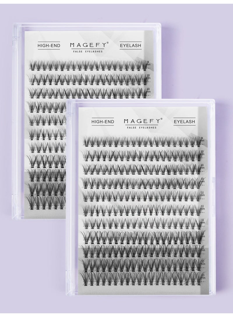 MAGEFY 220 clusters of false eyelashes, DIY eyelash extension and eye makeup kit, size 9-13mm. - Image 2