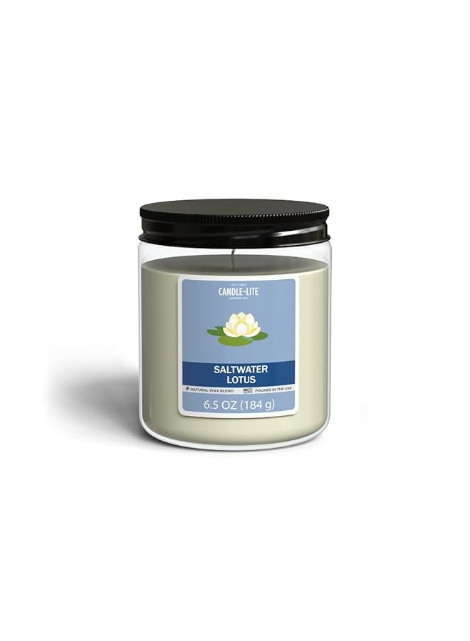 erorex Natural Wax Blend Highly Fragranced Saltwater Lotus Scented Jar Candle With Top Lid White 6.5Oz 4603330 