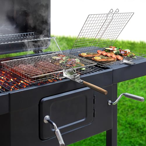 Sorbus Grill Basket Stainless Steel Large Folding Barbecue Grilling Basket with Handle Portable BBQ Accessories for Fish Shrimp Vegetables Grilling Accessories Gifts for Outdoor Cooking Camping 2 Pack - Image 1